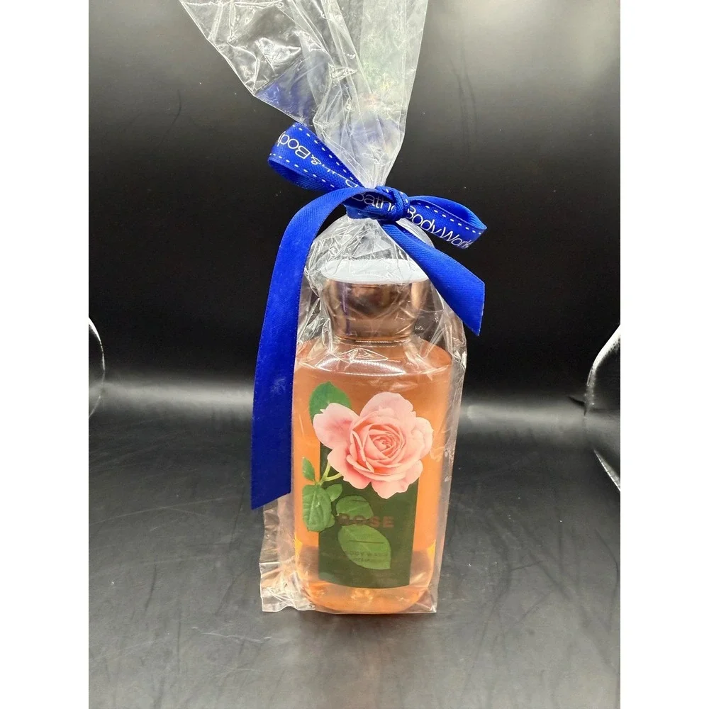 Bath & Body Works Rose Body Wash 10oz Pro-Vitamin B5 Aloe‎ Gift Bag Blue Ribbon